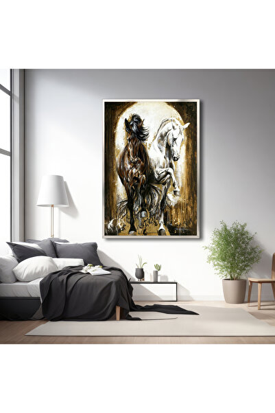 TrendCanvasArt Yağlıboya Görünümlü At Kanvas Tablo,  Dekoratif Hayvan Resmi