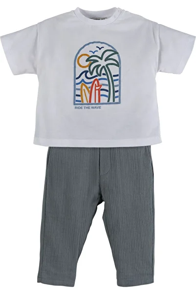 İdilbaby&Mamino IDILBABY&MAMINO 2-Piece Muslin Trousers Set for Baby Boy