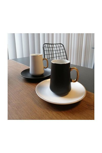 BİEV Black and White 6-Piece Coffee Cup Set