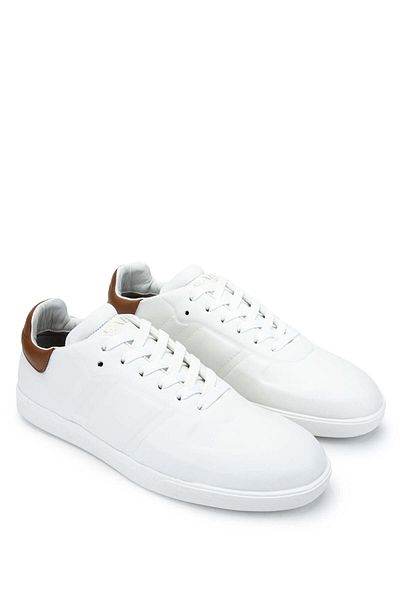 FABI Men's White Genuine Leather Sneakers - Sports Shoes