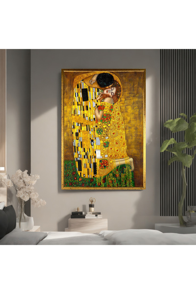 TrendCanvasArt Gustav Klimt The Kiss Kanvas Tablo, Dekoratif Yatak Odası Resmi