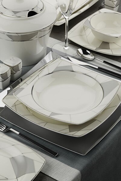 Kütahya Porselen Bone Mare 62 Parça Yemek Takımı 10640/PLATIN