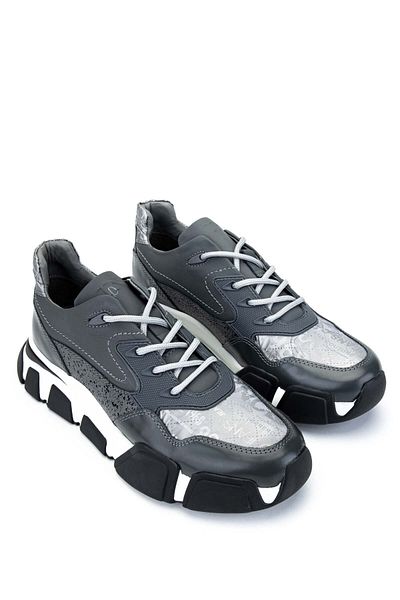 Tamer Tanca Men's Genuine Leather Gray Sneakers & Sports Shoes