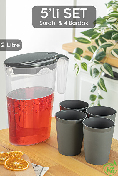 Meleni Home 5 Parça Sürahi-Bardak Seti , 5'li Piknik,Kamp Seti, Sürahi Bardak...