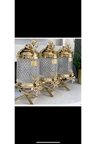 AZADE BAKIR AYAKLI LUX KRİSTAL KAVANOZ TAKIM
