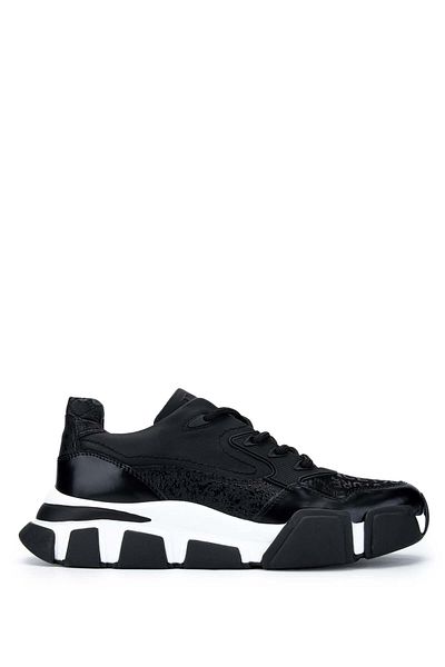Tamer Tanca Genuine Leather Men's Black Sneakers - Sports Shoes