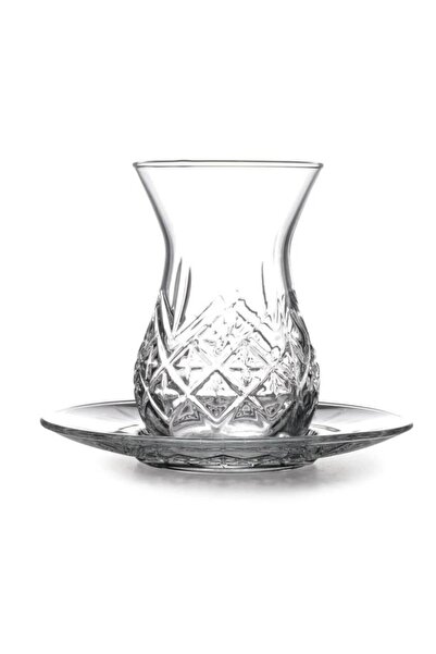 Paşabahçe 96992 Timeless Patterned 12-Piece Glass Tea Cup Set for 6