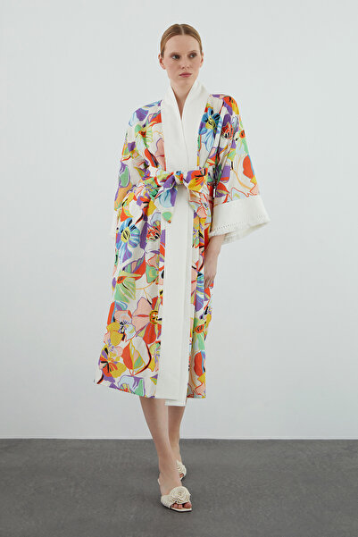 GİZİA Kol Ucu Püsküllü Yanları Yırtmaçlı Kimono