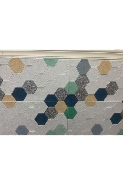 Renkli Duvarlar 70x70cm 1 buc. Model autoadeziv în fagure pentru creșă, cameră pentru copii, hol, birou, panou de hârtie de perete Nw153