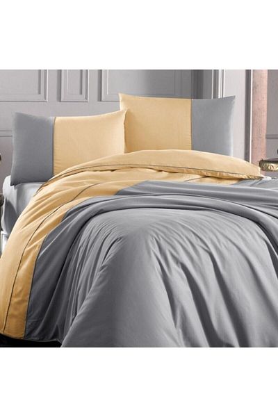 Altınbaşak Double Color 100% Cotton Dowry Duvet Cover Set - Tightly Woven, Double