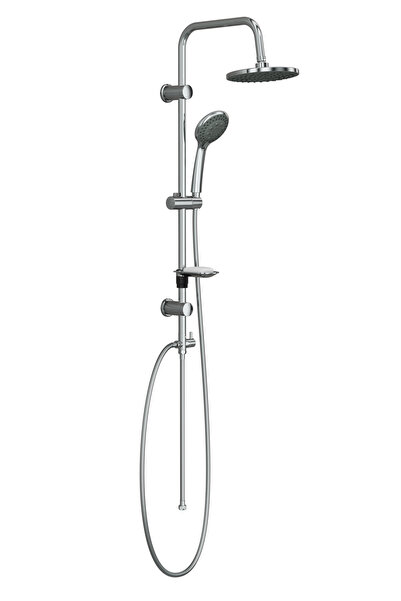 AQUA BAGNO Spring Basic  Tepe Robot Duşu Seti , Parlak Krom