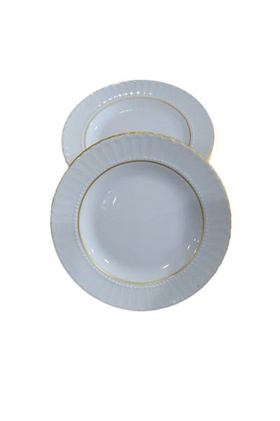 Kütahya Porselen 6 Pieces Mother of Pearl Gilded Dinner Plate 19 cm