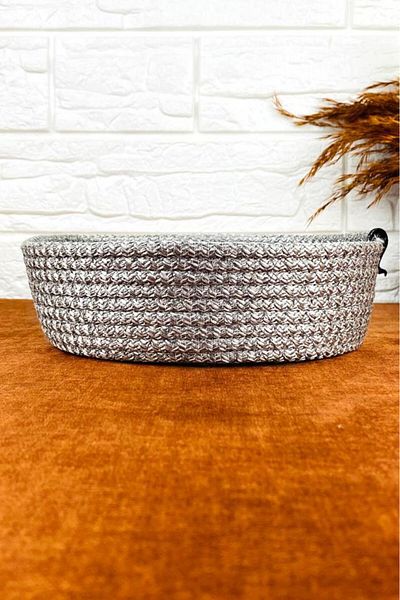 Tiesa Home Round Jute Rope Wicker Mesh Bread Basket Bread Holder Gray