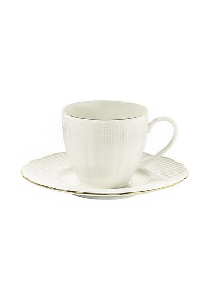 Kütahya Porselen Bone İlay Gold Mesh 12 Pieces Coffee Cup Set for 6 People