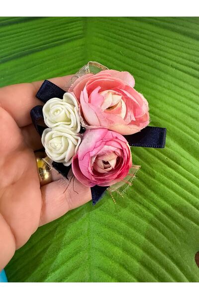 Gönülden Tasarım 7X7 CM PEMBE GÜLLÜ TASARIM KABARTMA İĞNELİ BROŞ