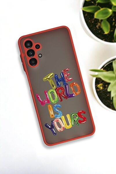 mooodcase Samsung A13 Uyumlu The World Desenli Buzlu Şeffaf Lüx Telefon Kılıfı