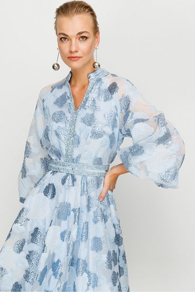 Nefeli Balloon Sleeve Gilded Dress