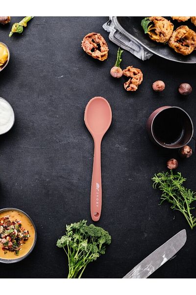 Multiamo Hard Tip Heat Resistant Fireproof Non-Stick Silicone Short Deep Spoon 20 Cm