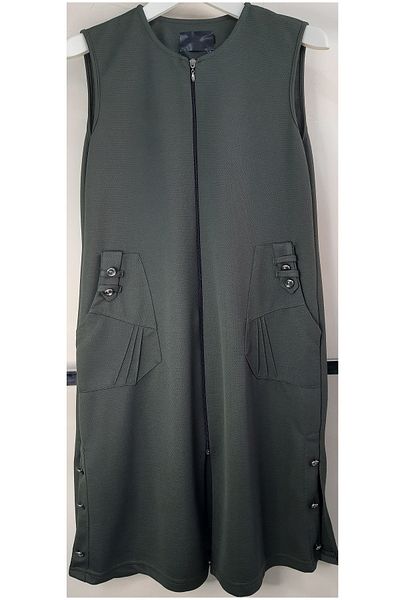 N.Y.YILDIZ STAR HONEYCOMB FABRIC ZIPPERED POCKET LONG SIDE SLIT VEST