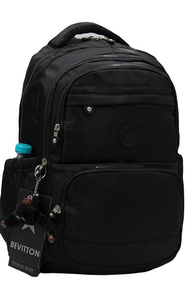 Bevitton Custom Water Repellent Fabric Black Unisex School Backpack A3165