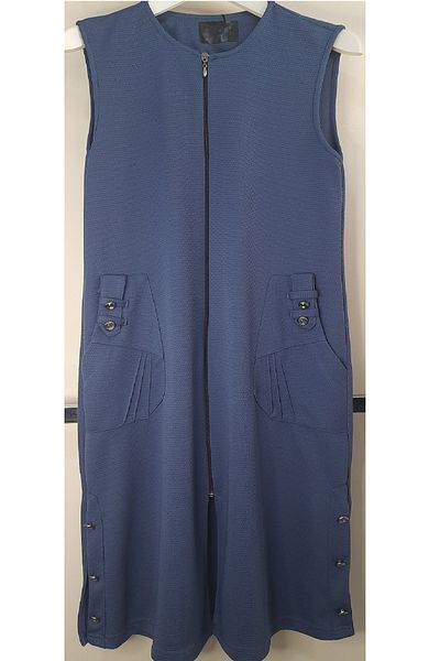 N.Y.YILDIZ STAR HONEYCOMB FABRIC ZIPPERED POCKET LONG SIDE SLIT VEST