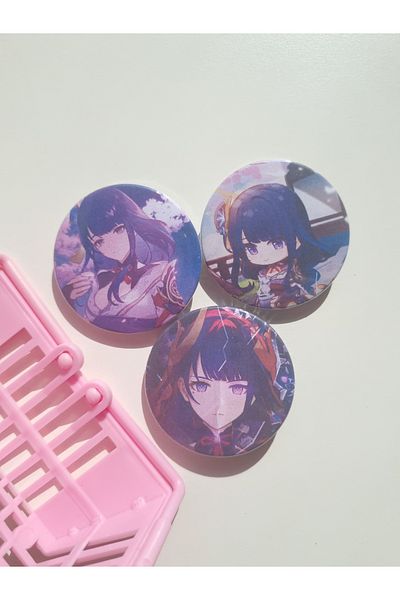 Yenaplanner Set de ornamente/set de insigne pentru geanta Genshin Impact Raiden