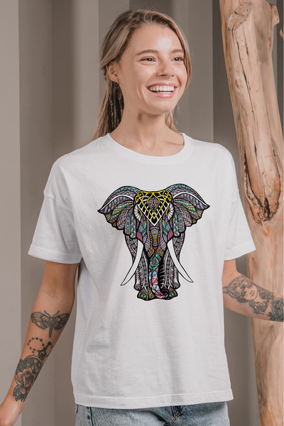 MYADA Mandala crtež slona dizajn široka majica