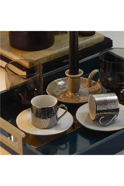 Kütahya Porselen Rüya 4 Piece Cup Set Platinum Plated 11451