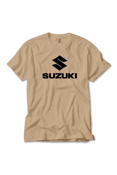 Z zepplin Suzuki Logo Text Μαύρο κρεμ μπλουζάκι