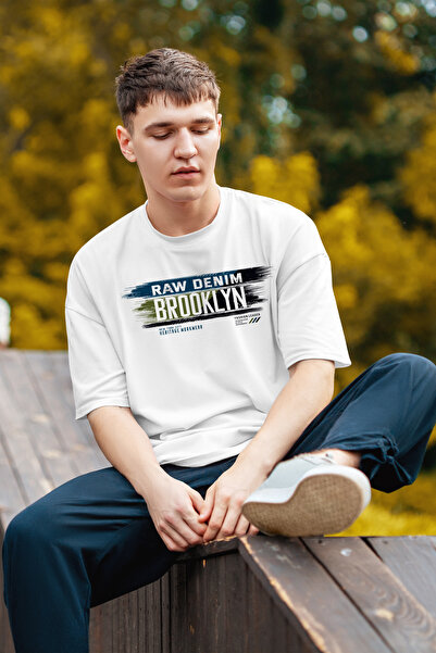 MYADA Μπλουζάκι Raw Denim Brooklyn Written Design Oversize