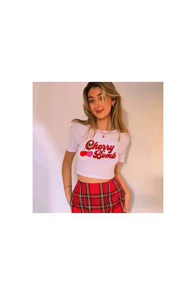 weywot Y2k Cherry Bomb Printed Crop