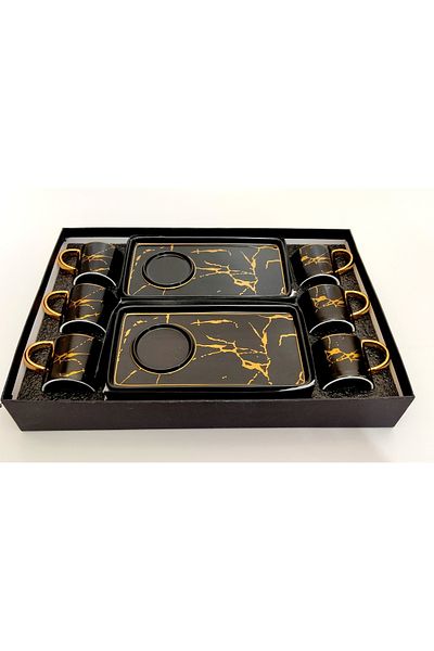AROW LUXURY PORCELAIN MARBLE PATTERN 6-PIECE COFFEE CUP SET