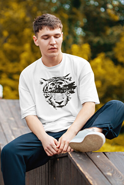 MYADA Πιστέψτε στο Power σας Γραπτό μπλουζάκι με μοτίβο τίγρης