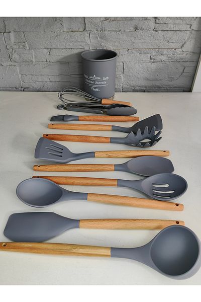 ALANYA HOME DECOR 12 Prc Nonstick Silicone Kitchen Utensils - Scoop Set Non-Stick Silicone Kitchen Utensils Ladle Set