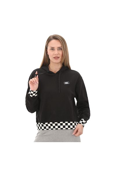 Vans 000GJ2BLK1-R Vans Boom Boom Check Crop Women's Black Sweatshirt