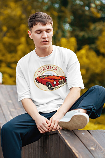 MYADA تي شيرت ريترو كار كلوب مكتوب عليه تصميم سيارة كلاسيكية مطبوع كبير الحجم