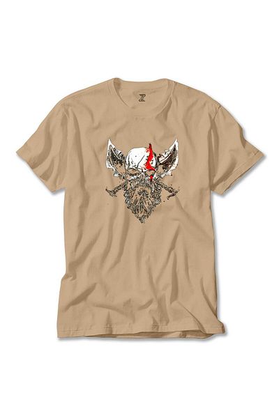 Z zepplin Κρεμ μπλουζάκι God Of War Skull Kratos