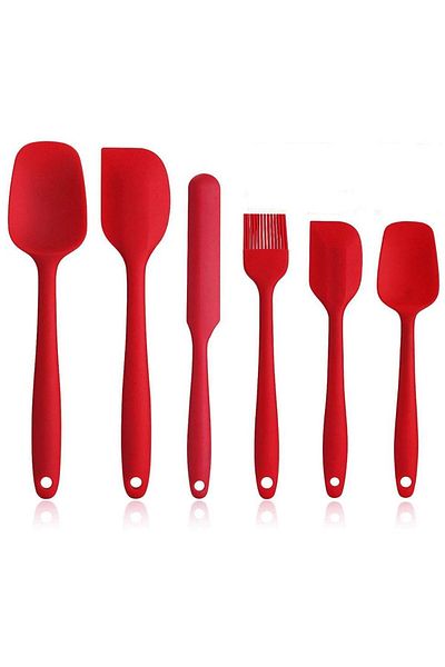 COOKCASE طقم ملاعق تقديم سيليكون 6 قطع أحمر