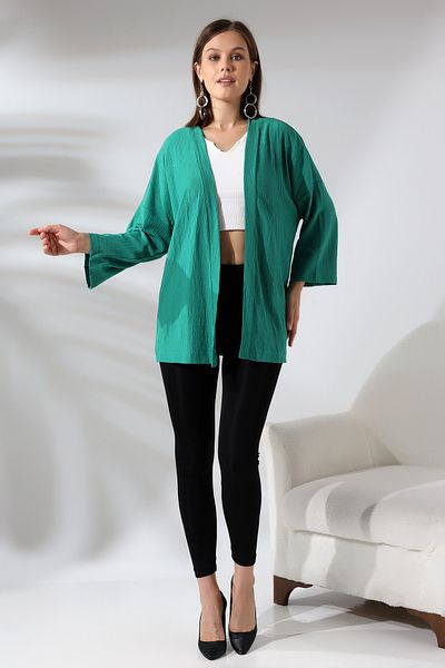 Endies Cardigan kimono înfășurat verde - 21062