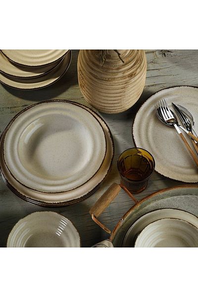 Kütahya Porselen Pearl Dinner Plate 6 Pieces 22 Cm Cinnamon