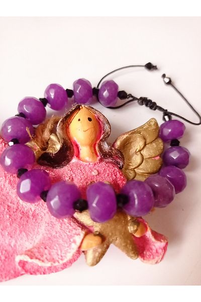 PİRAMİGO Crown Chakra Lavender Amethyst Bracelet 12mm Facet Cut Natural Stone