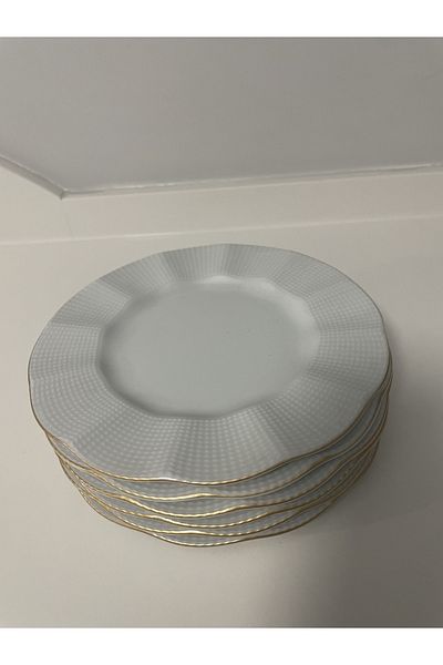 Kütahya Porselen Milena Gold Gilded 21 Cm Patterned Sweet Plate