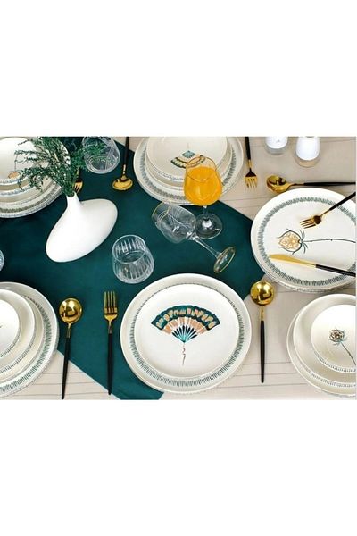 COOKCASE Sembol Floristic Bone China Dinnerware Set SWEET PLATE Ekselans-310