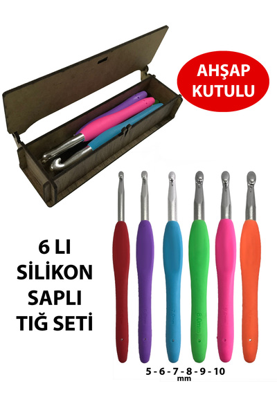 aladepo Elastik Saplı Tığ Penye Yün Makrome Örgü Seti No: 5 - 6 - 7 - 8 - 9 -...