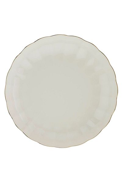 Kütahya Porselen Bone Luz 6-Piece Cukur Plate with Gold Mesh