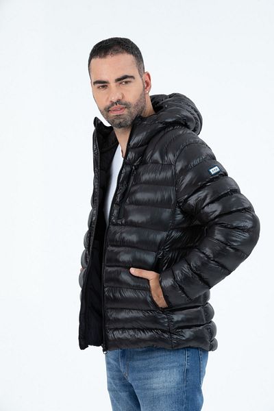 G-FOX Ανδρικό κοντό αθλητικό πουπουλένιο παλτό με σταθερή κουκούλα 9714
