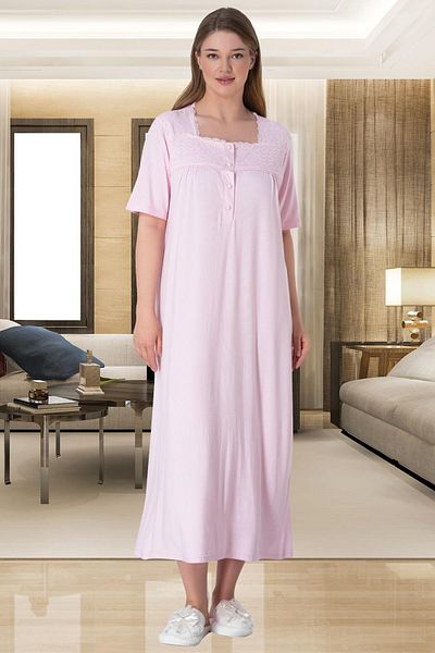 Mecit Pijama Νυχτικό Mother's κοντομάνικο Plus Size - 95% Viscose 5% Lycra