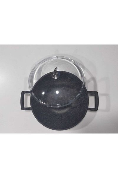 COOKCASE Cast Iron Granite Roasting Pan with Lid 30 Cm