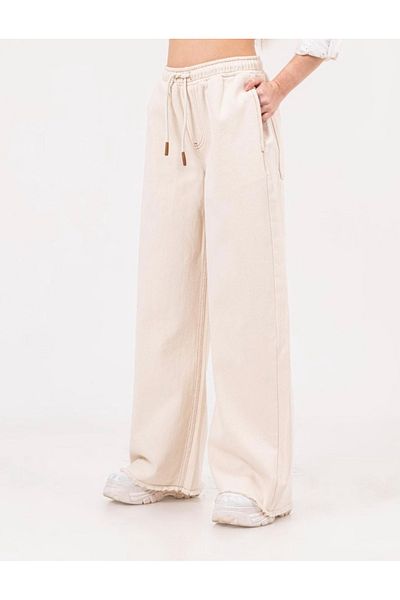 LOCO LOCO LIMI young girl elastic waist wide leg thin gabardine summer trousers