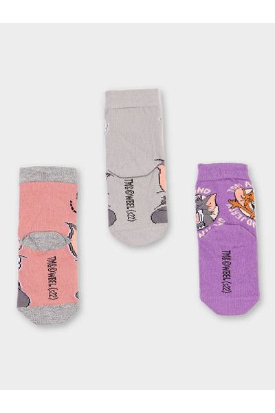 Warner Bros Tom and Jerry Licensed Girl's 3 Pairs Socks 20514